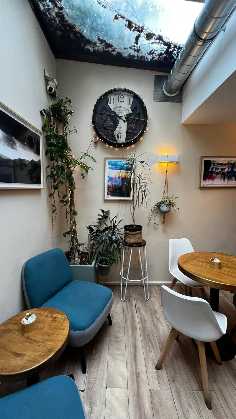 Cozy corner with clock and trailing plants