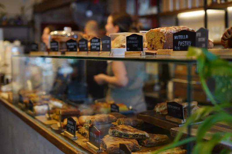 Pastries and cakes displayed at the Coffee Matters counter
